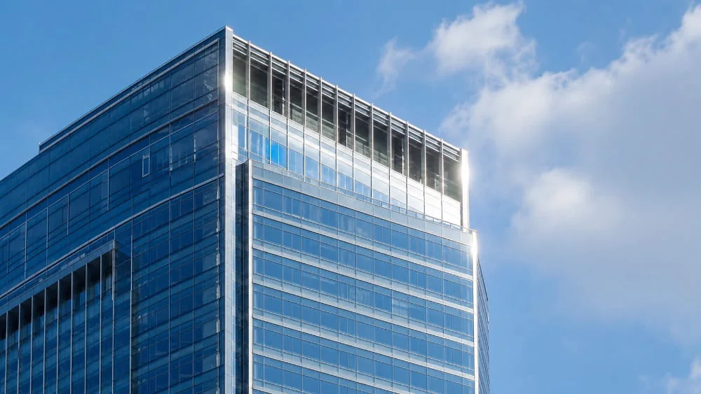 Glass office building exterior, location illustration